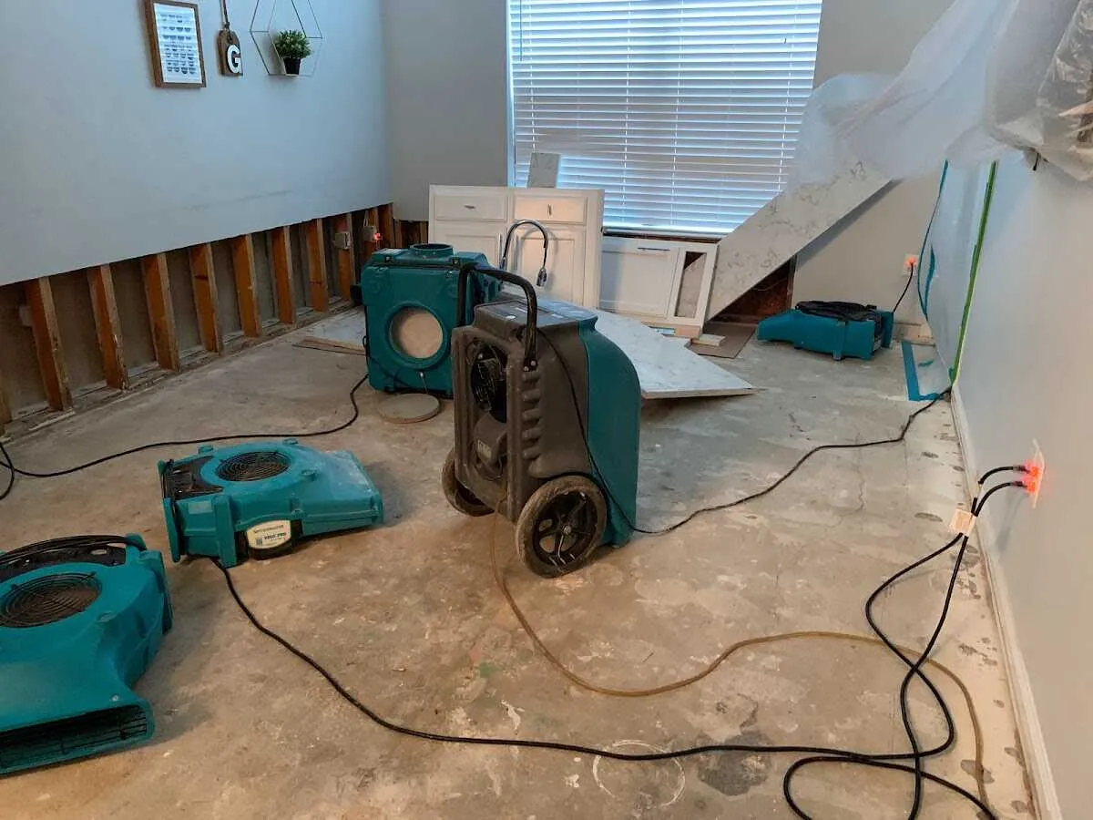 Dehumidifier in flood-cut room for Water Extraction & Removal in Windsor Heights